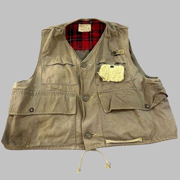 Vintage Duxbak Vest Mens Medium Upland Poplin Fishing Hunting Outdoors 40's-50's
